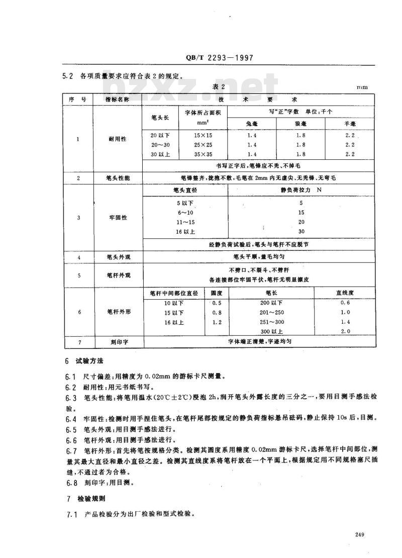 QB/T 2293-1997 毛笔
