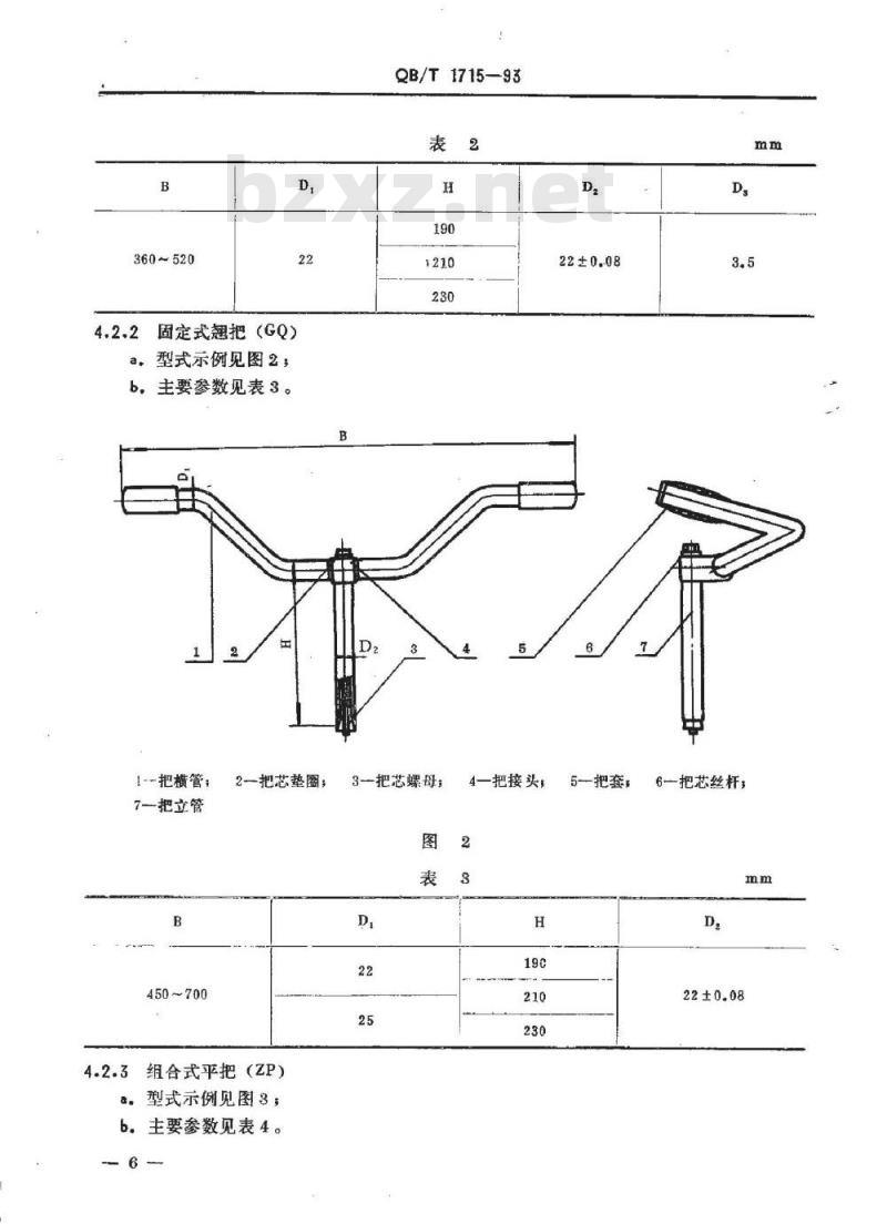 QB/T 1715-1993 自行车车把