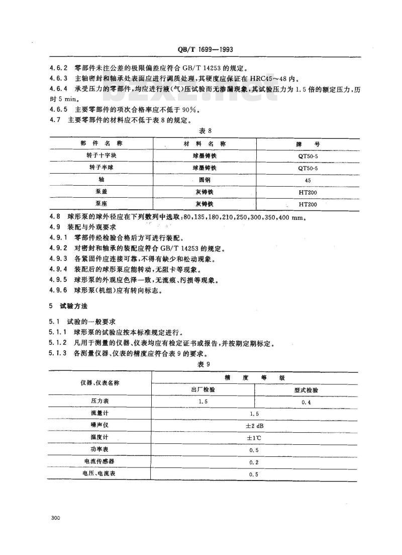 QB/T 1699-1993 球形转子泵