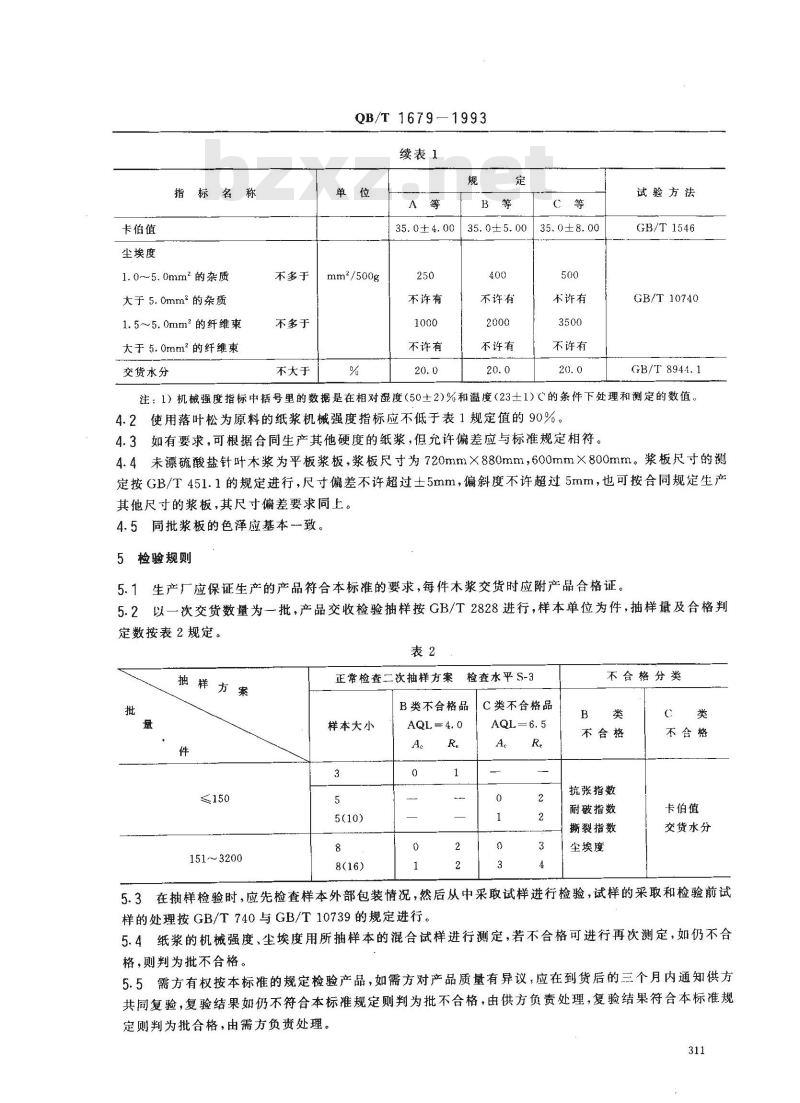 QB/T 1679-1993 未漂白硫酸盐针叶木浆