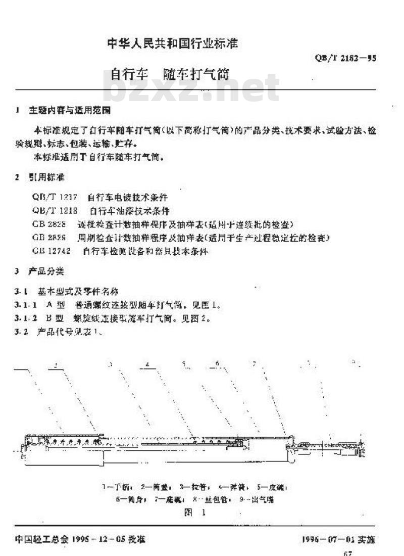 QB/T 2182-1995 自行车随车打气筒
