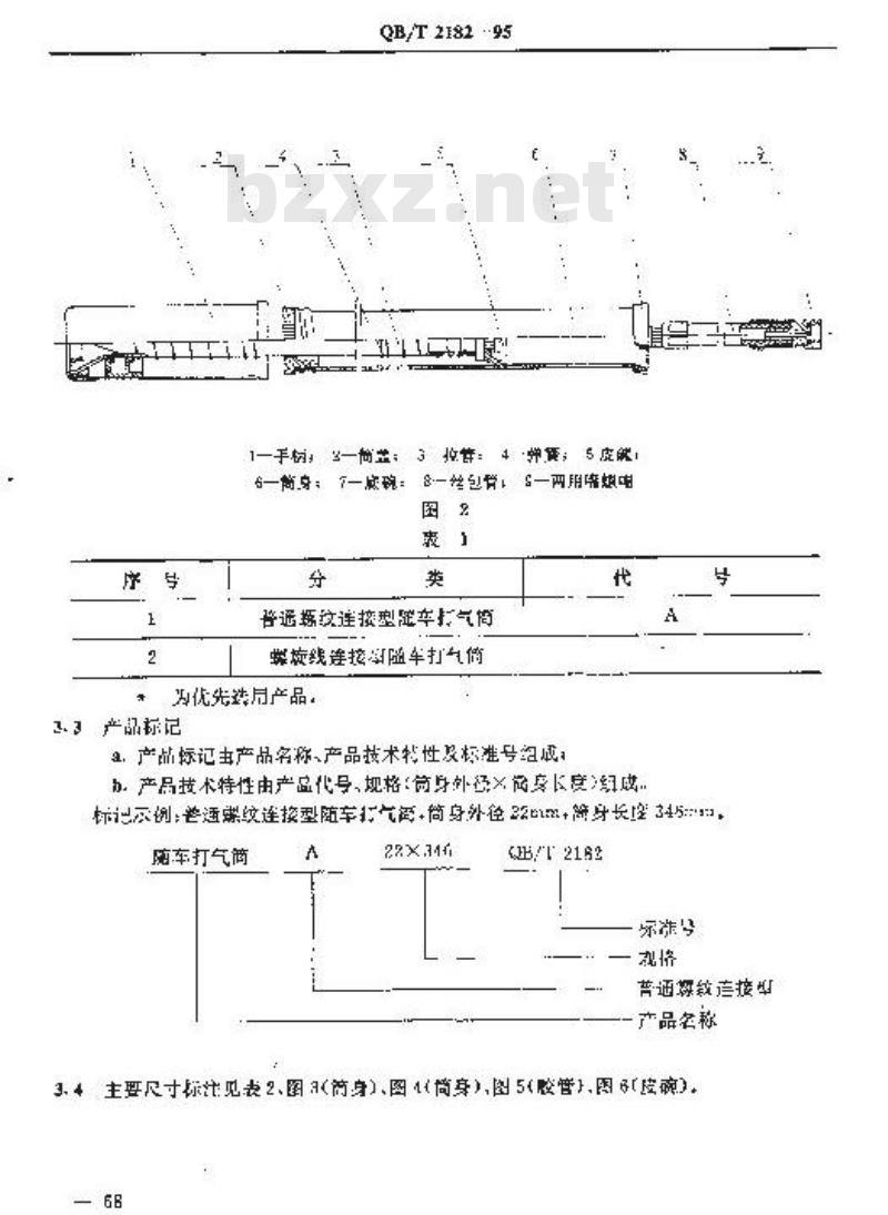 QB/T 2182-1995 自行车随车打气筒