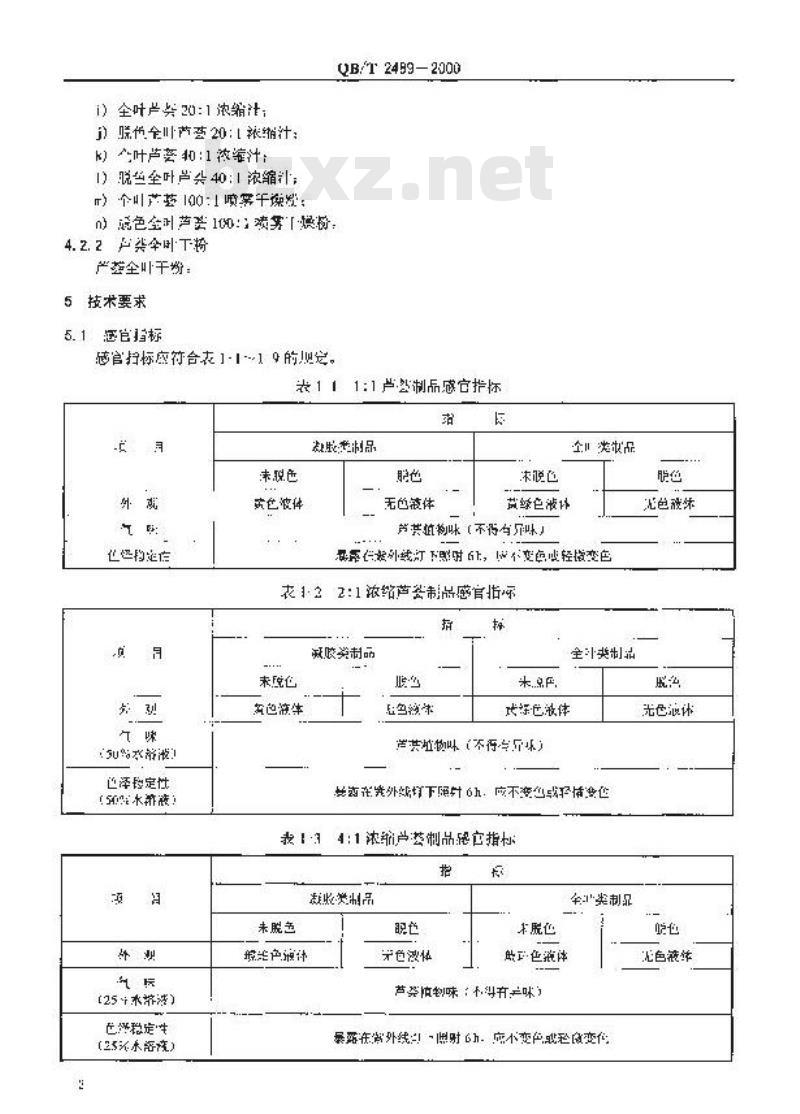 QB/T 2489-2000 食品用芦荟制品