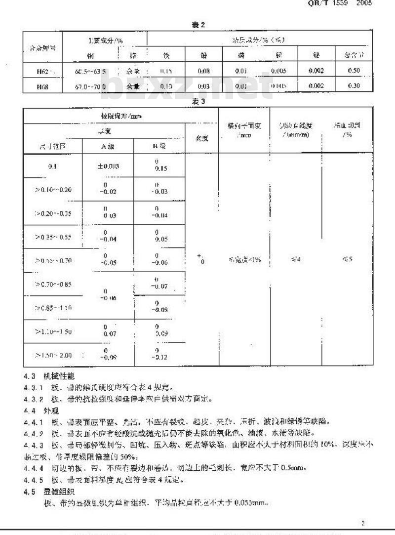 QB/T 1539-2005 钟表用黄铜板与带