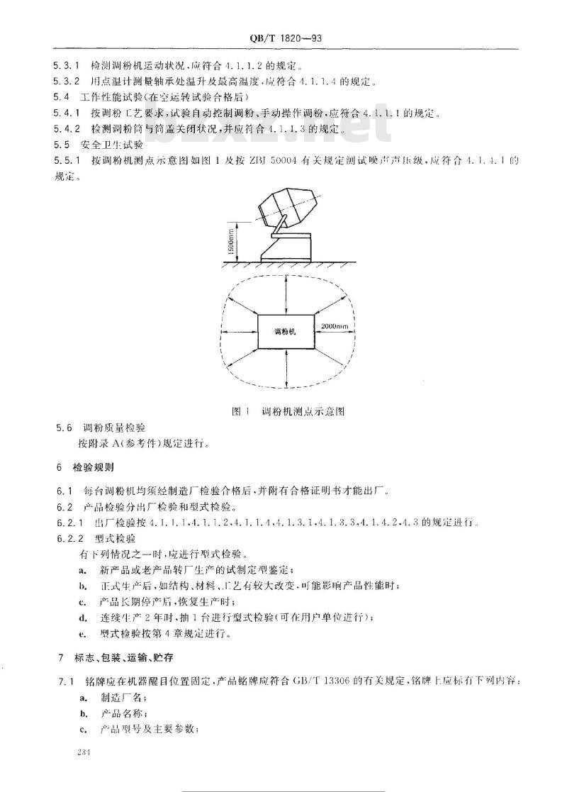 QB/T 1820-1993 调粉机