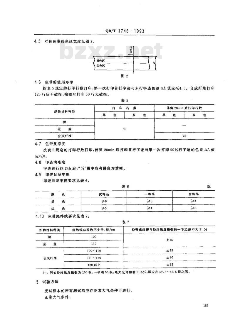 QB/T 1748-1993 织物打印色带