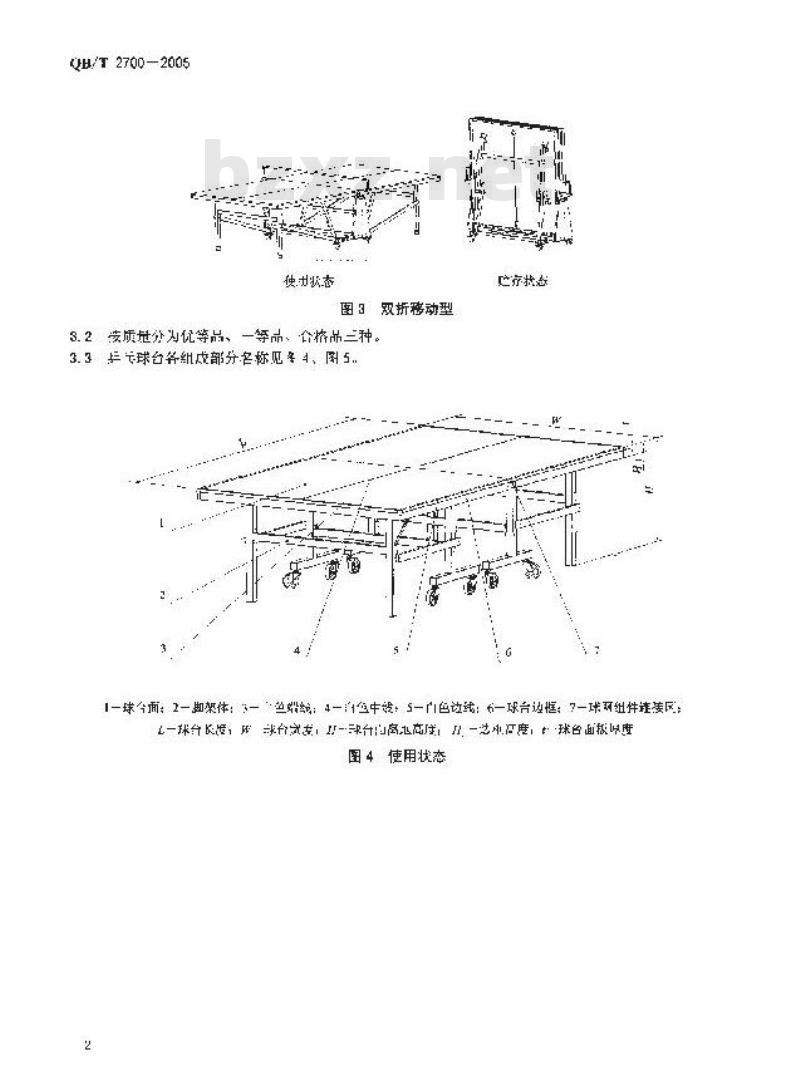 QB/T 2700-2005 乒乓球台