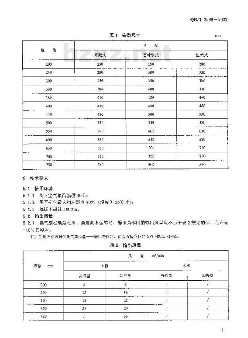 QB/T 2538-2002 轴流式交流换气扇
