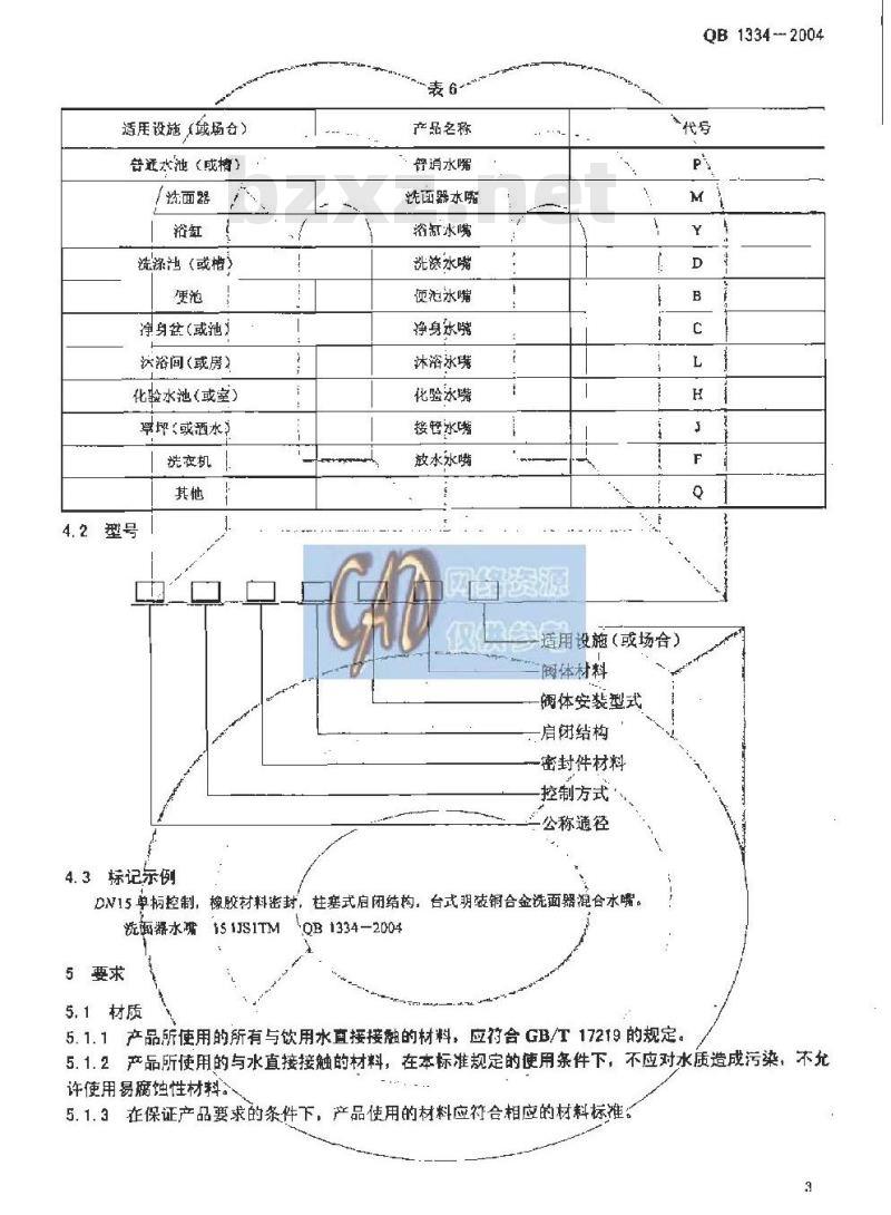 QB 1334-2004 水嘴通用技术条件