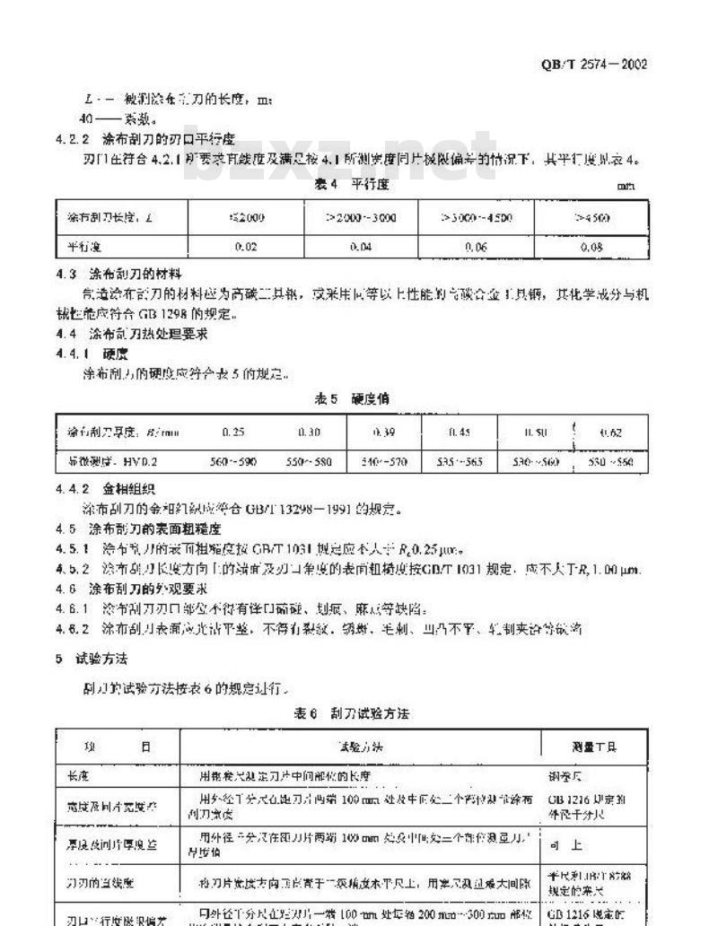 QB/T 2574-2002 涂布刮刀