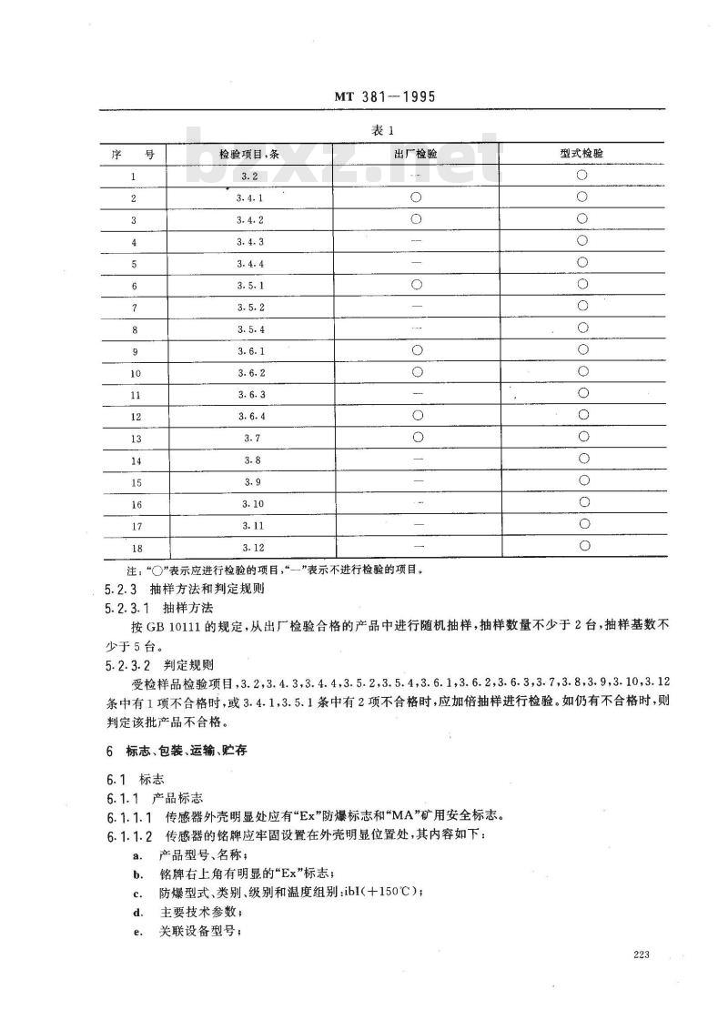 MT 381-1995 矿用温度传感器通用技术条件