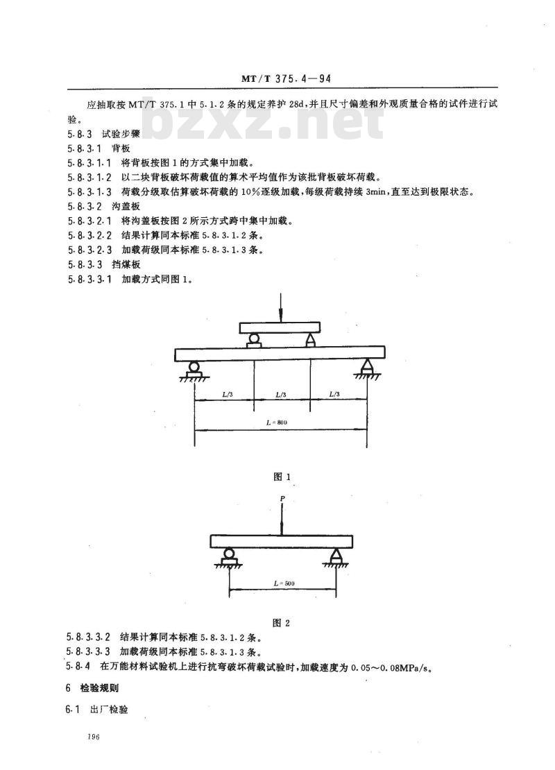 MT/T 375.4-1994 矿用菱镁混凝土制品 背板、沟盖板和挡板技术条件