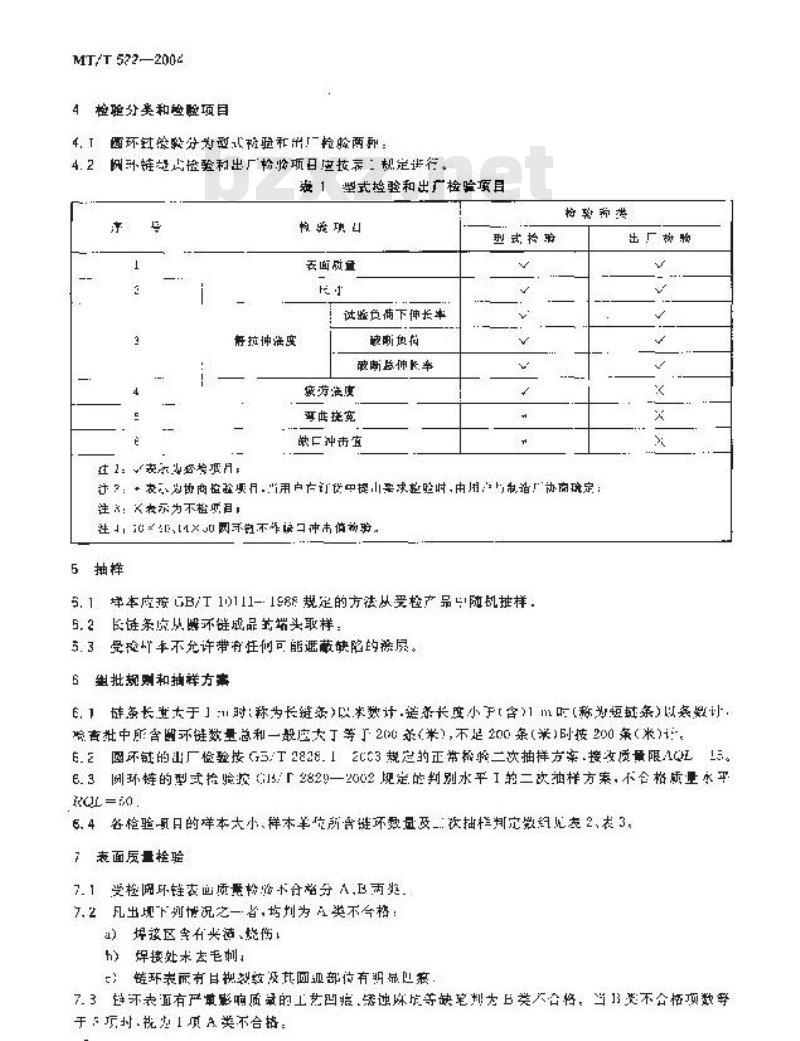 MT/T 522-2004 矿用高强度圆环链检验规范