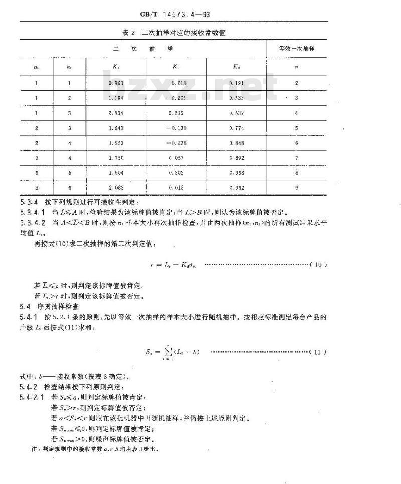 GB/T 14573.4-1993 声学 确定和检验机器设备规定的噪声辐射值的统计学方法 第四部分:成批机器标牌值的确定和检验方法