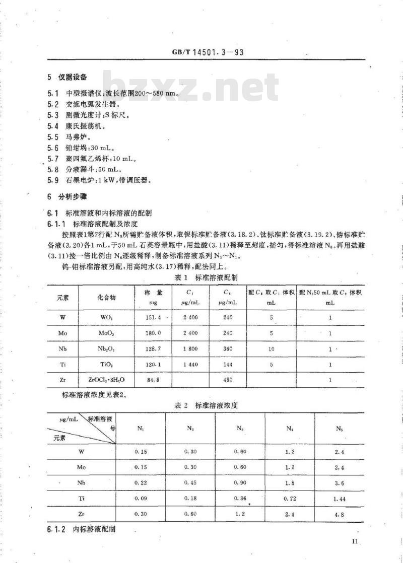 GB/T 14501.3-1993 六氟化铀中钨、钼、铌、钛、锆的测定 化学光谱法