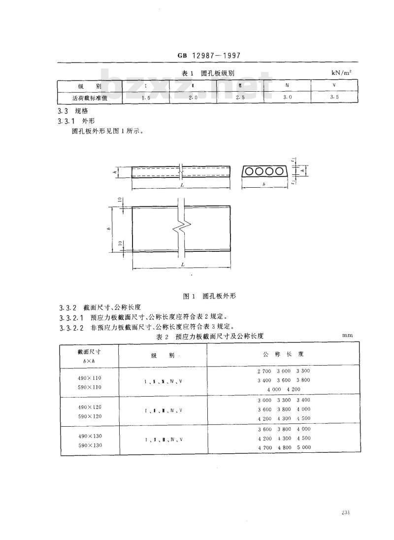 GB 12987-1997 农房用混凝土圆孔板