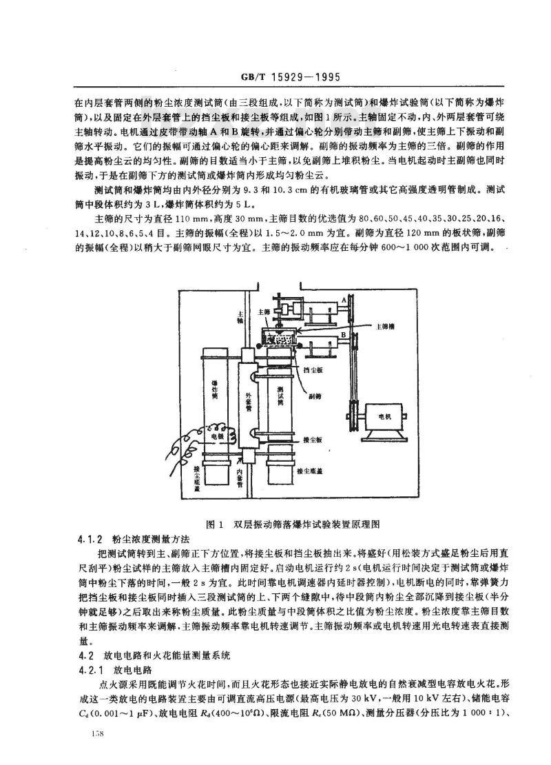 GB/T 15929-1995 粉尘云最小点火能测试方法 双层振动筛落法(积分计算能量)