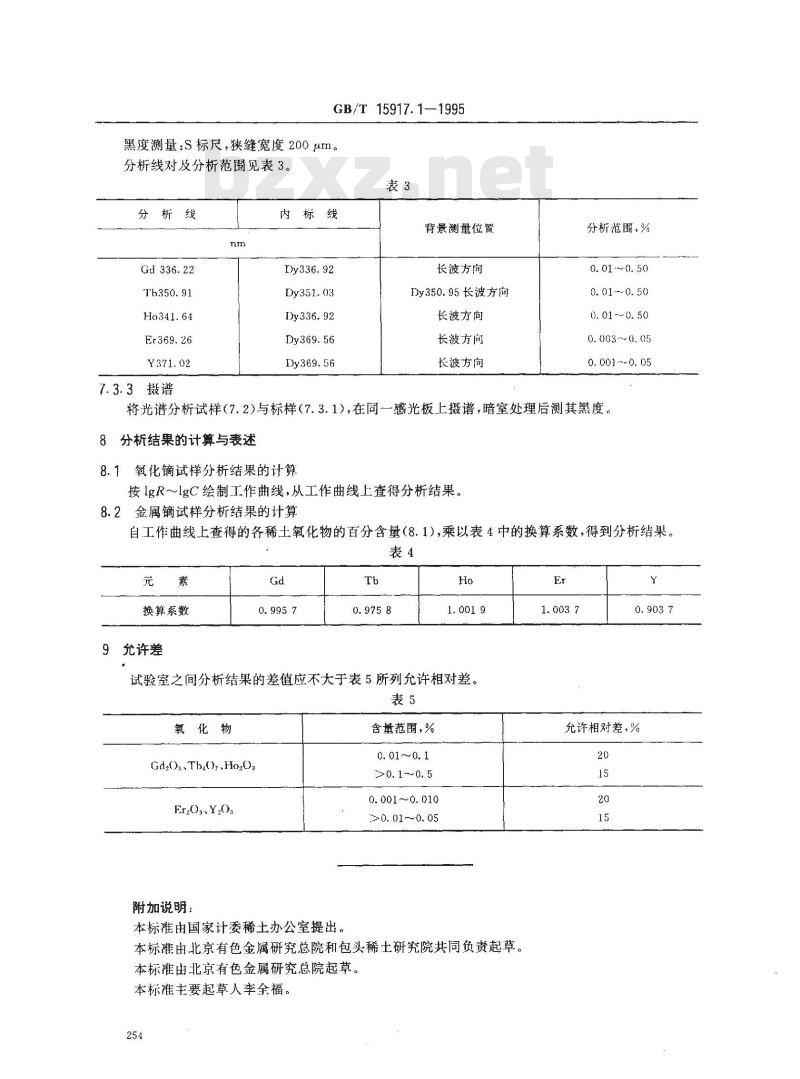 GB/T 15917.1-1995 金属镝及氧化镝化学分析方法 发射光谱法测定氧化钆、氧化铽、氧化钬、氧化铒和氧化钇量