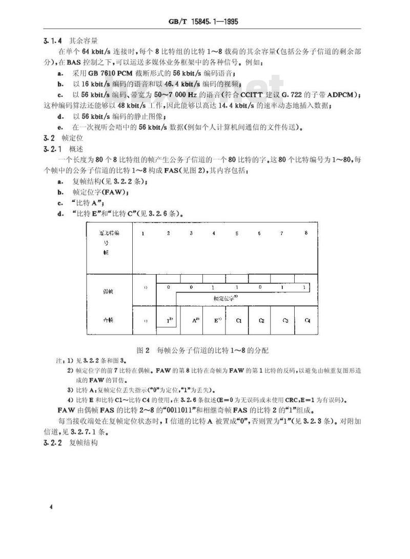 GB/T 15845.1-1995 视听用户终端技术要求 视听用户终端业务中64？1920kbit/s信道的帧结构