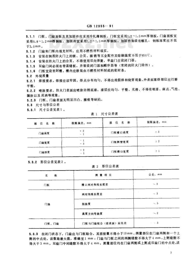 GB 12955-1991 钢质防火门通用技术条件
