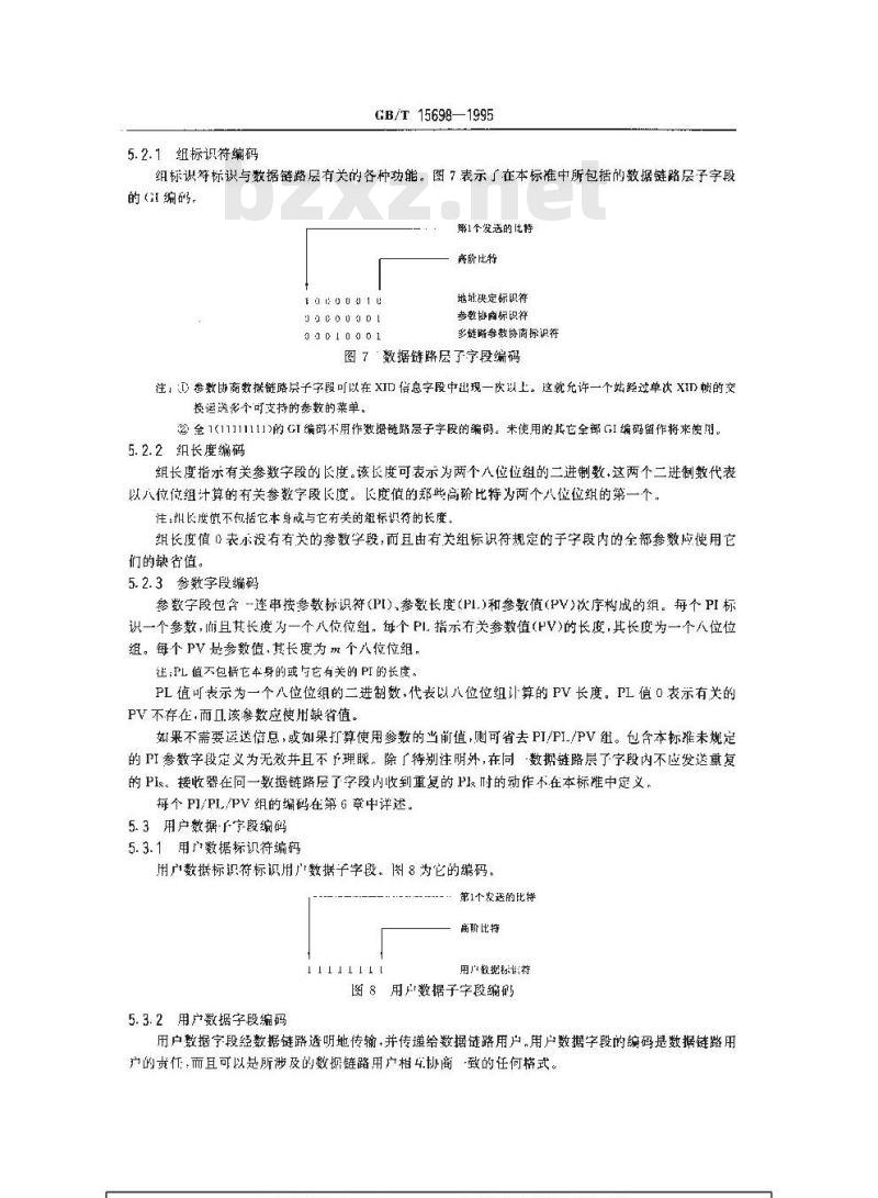 GB/T 15698-1995 信息技术 系统之间的远程通信和信息交换 高级数据链路控制(HDLC)规程 通用XID帧信息字段内容和格式