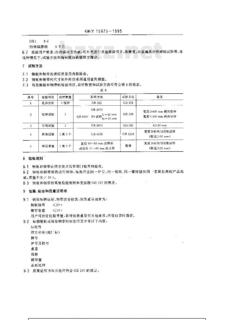 GB/T 15675-1995 连续电镀锌冷轧钢板及钢带