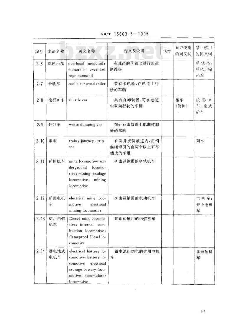 GB/T 15663.5-1995 煤矿科技术语 提升运输
