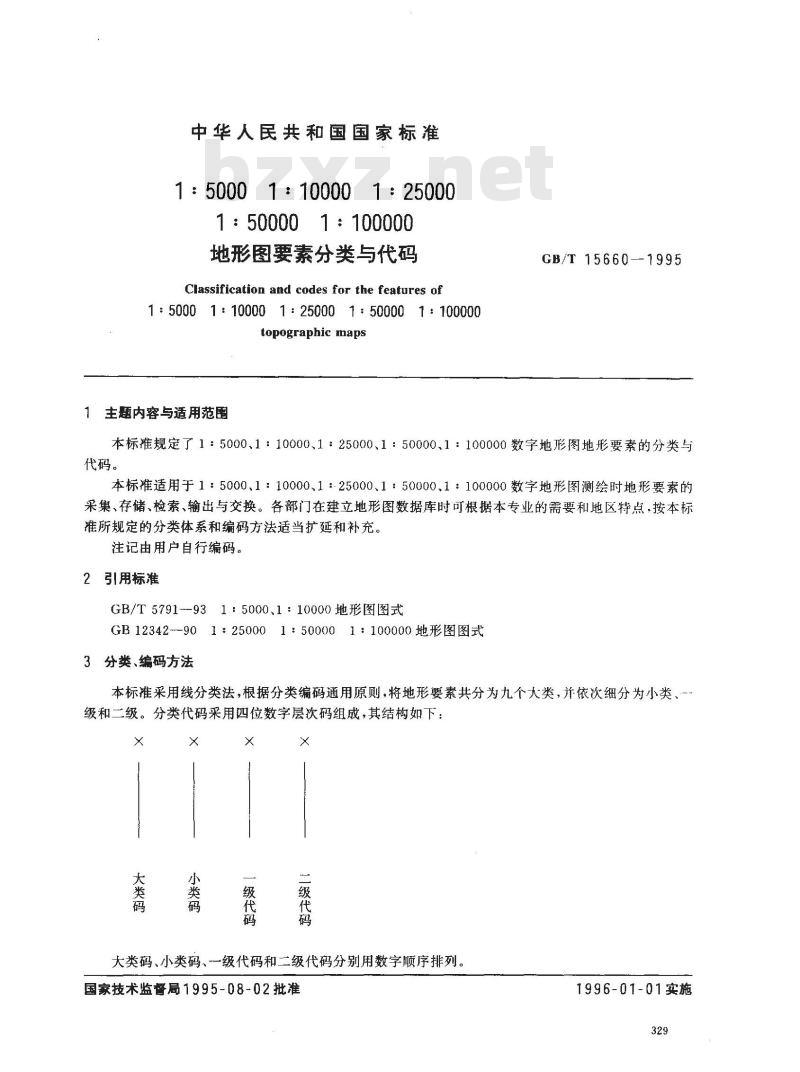 GB/T 15660-1995 1:5000 1:10000 1:25000 1:50000 1:100000地形图要素分类与代码