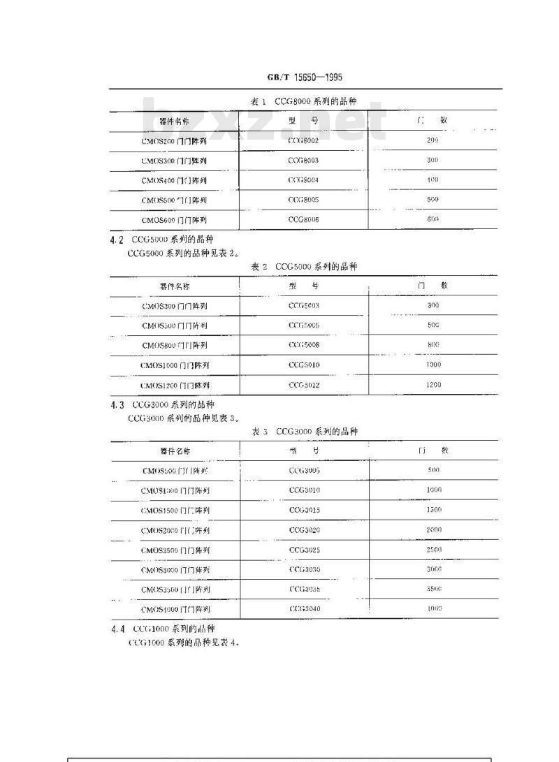 GB/T 15650-1995 半导体集成电路系列和品种CMOS门阵列电路系列的品种
