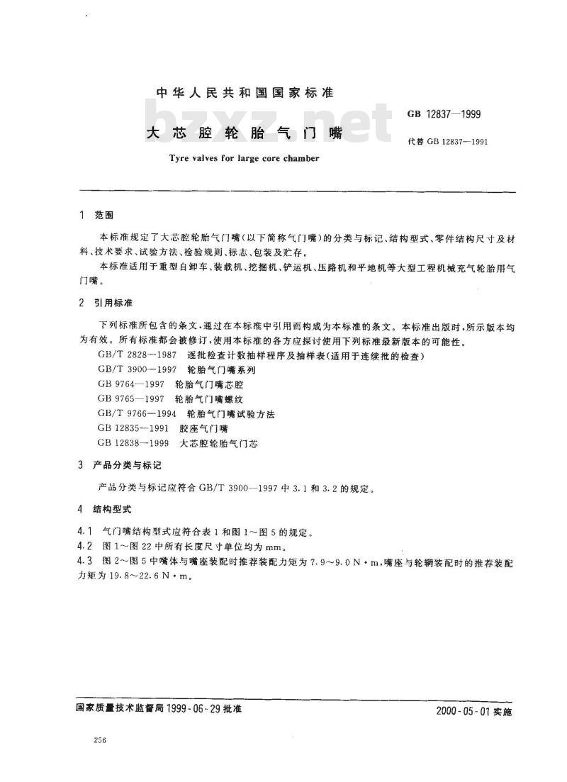 GB 12837-1999 大芯腔轮胎气门觜