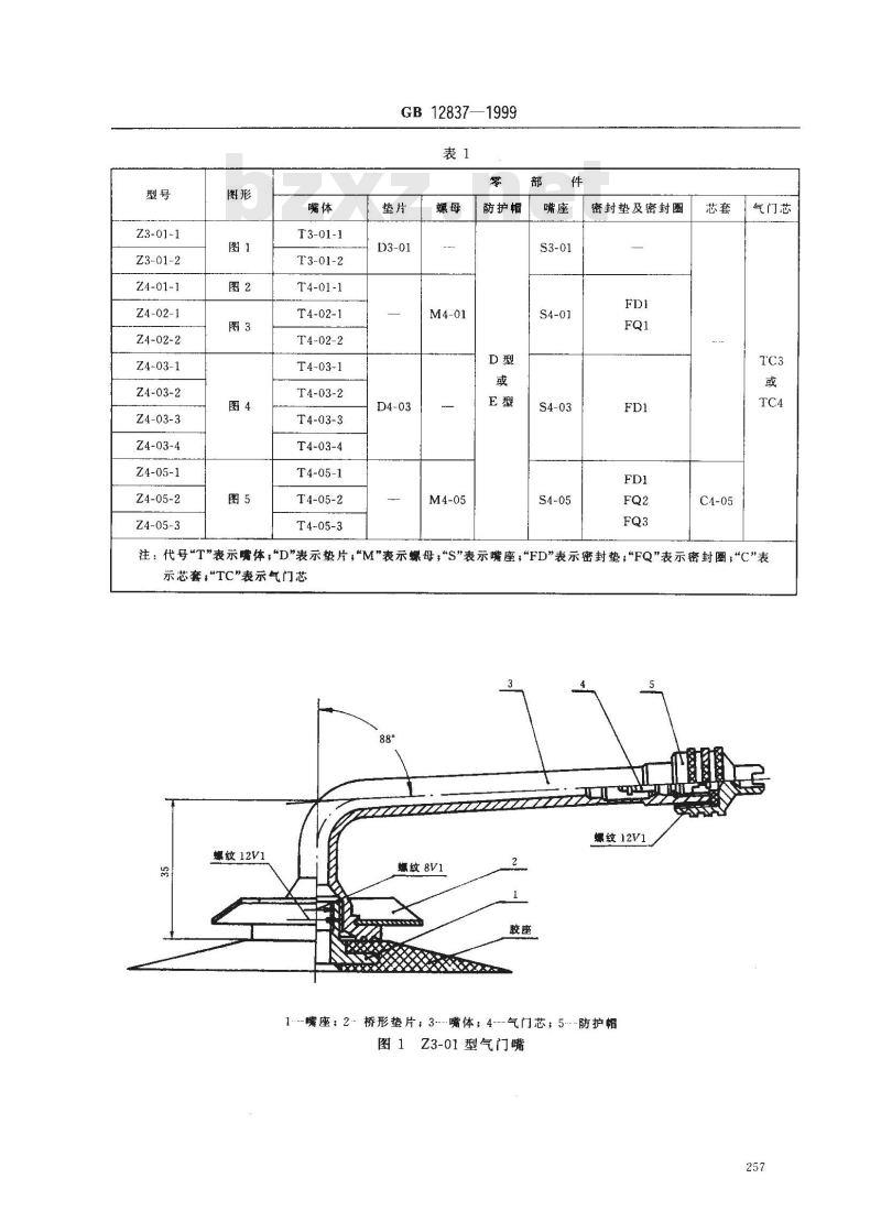 GB 12837-1999 大芯腔轮胎气门觜