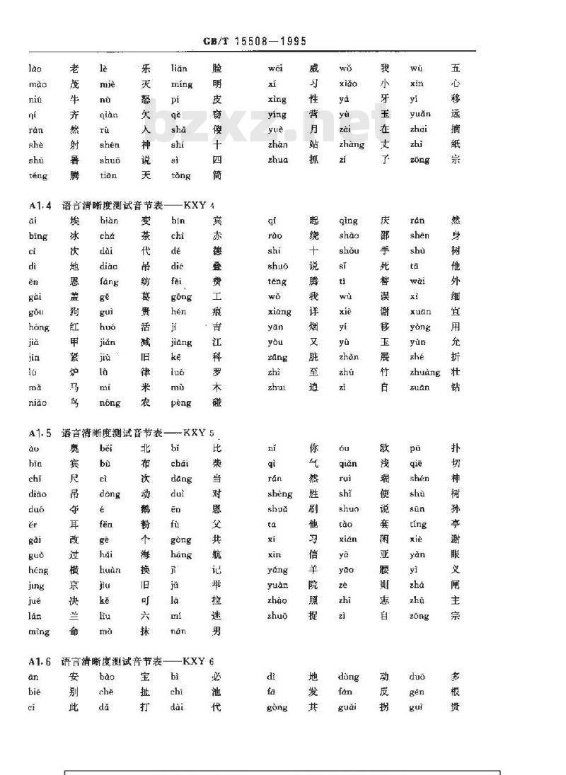 GB/T 15508-1995 声学 语言清晰度测试方法
