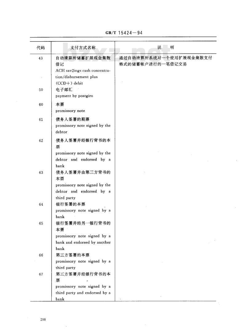 GB/T 15424-1994 电子数据交换用支付方式代码