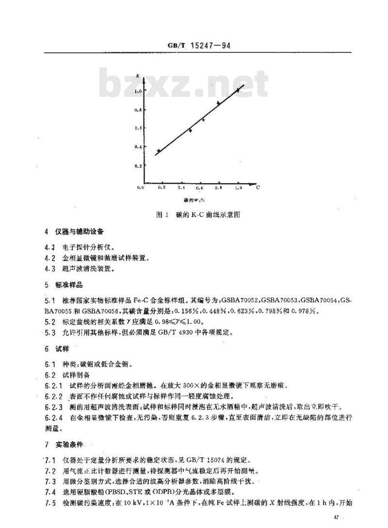 GB/T 15247-1994 碳钢和低合金钢中碳的电子探针的定量分析方法 灵敏度曲线法(检量线法)