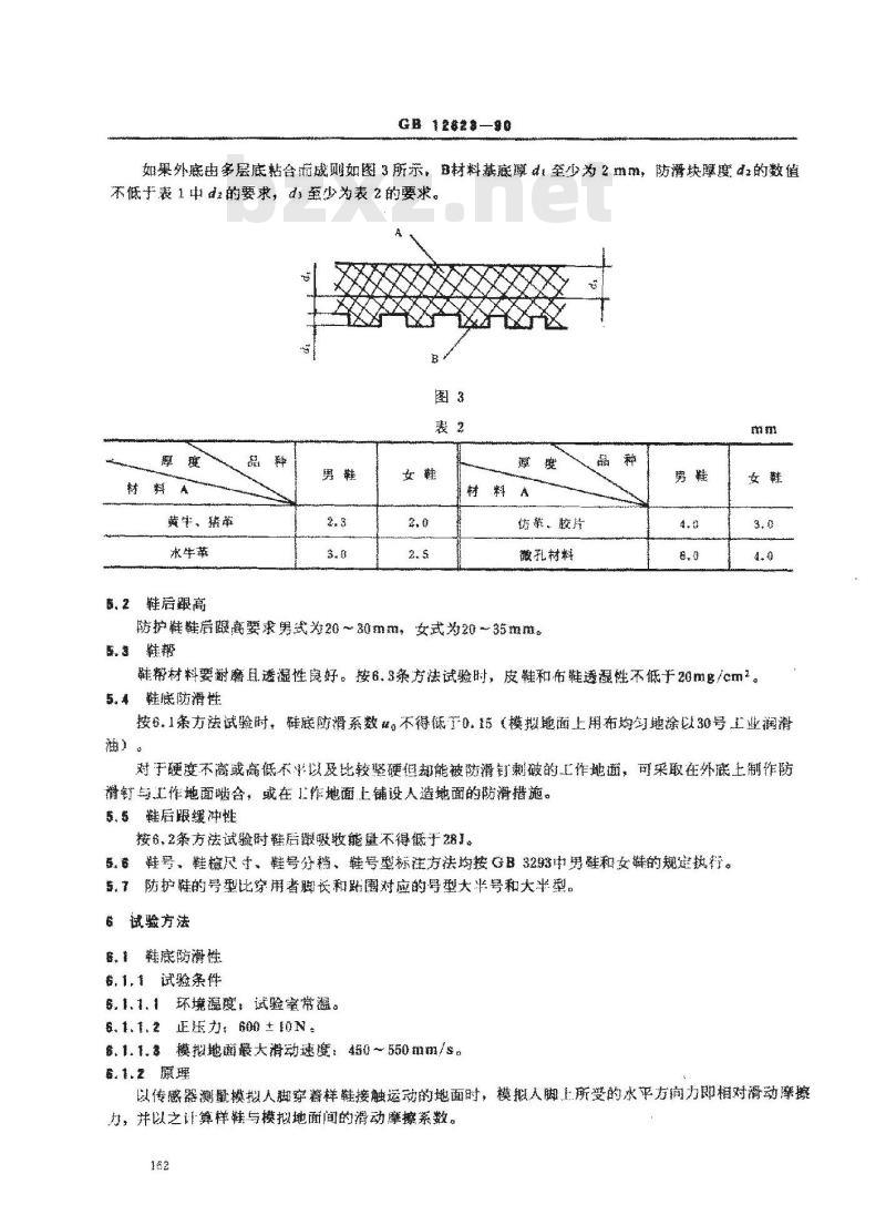 GB 12623-1990 防护鞋通用技术条件
