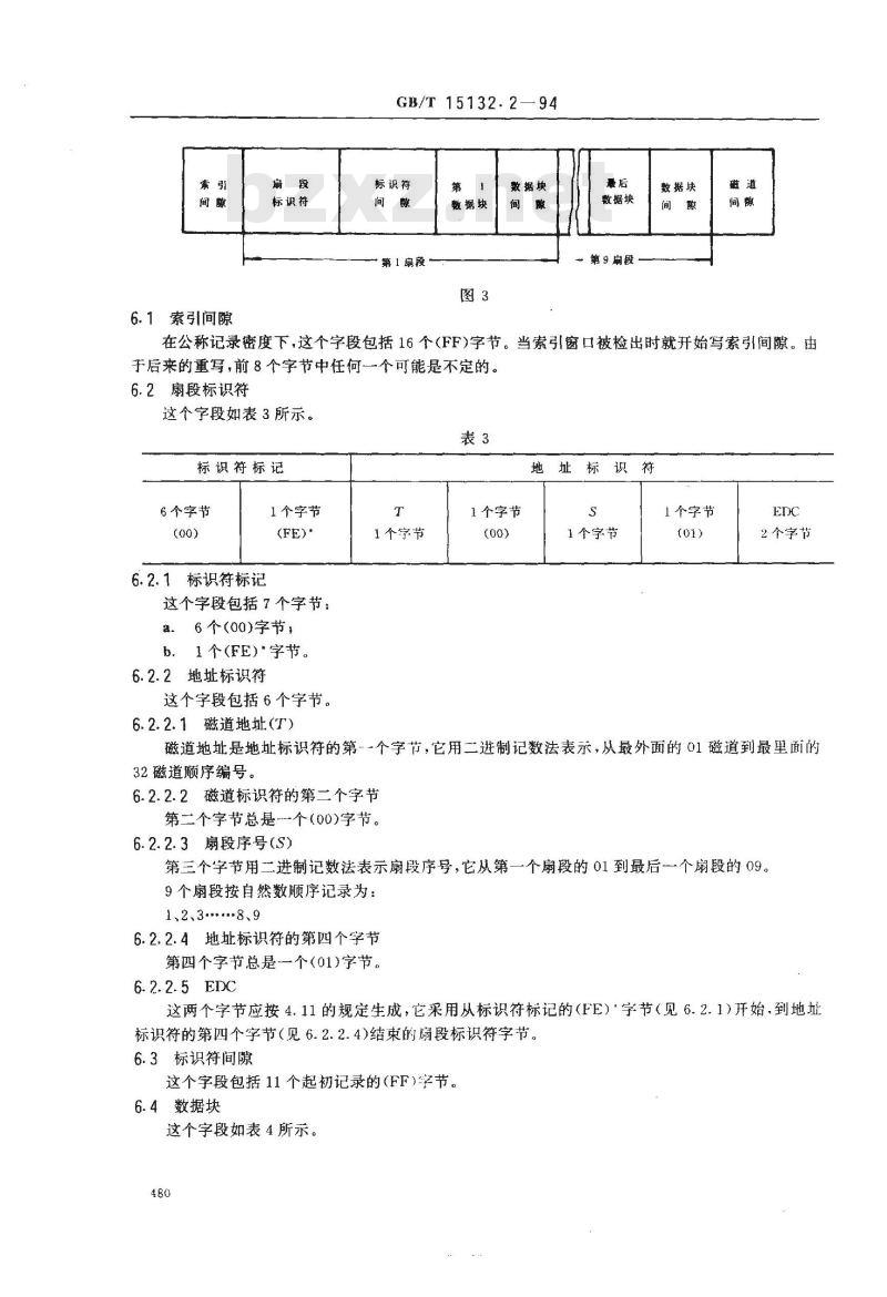 GB/T 15132.2-1994 信息处理 数据交换用130mm双频制记录的位密度为7958磁通翻转/弧度、道密度为1.9道/毫米的单面软磁盘 第二部分:磁道格式