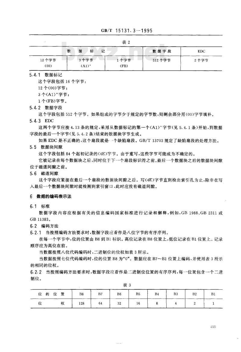 GB/T 15131.3-1995 信息处理 数据交换用130mm改进调频制记录的位密度为13262磁通翻转/弧度、每面80条磁道的软磁盘 第三部分:磁道格式B(用于80条磁道)