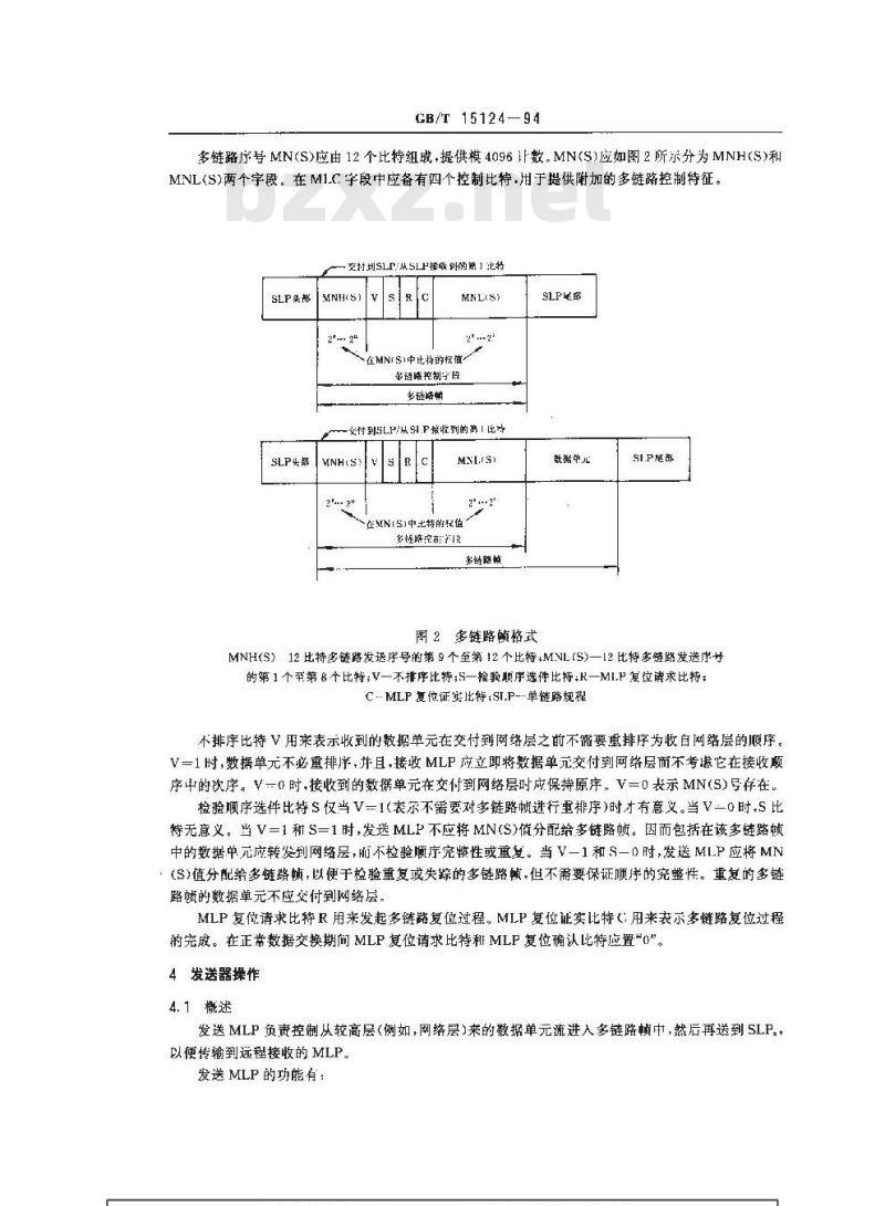 GB/T 15124-1994 信息处理系统 数据通信 多链路规程