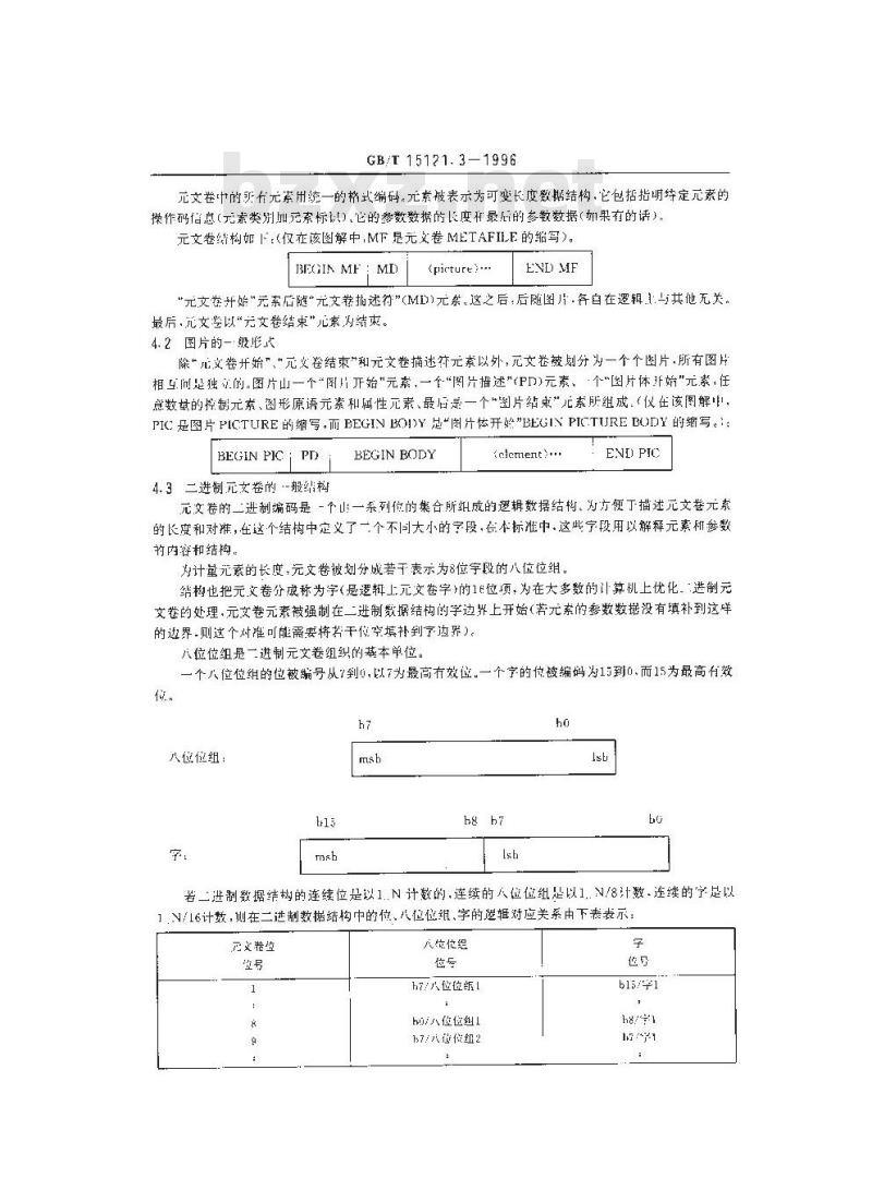 GB/T 15121.3-1996 信息技术 计算机图形存储和传送图片描述信息的元文卷 第三部分:二进制编码