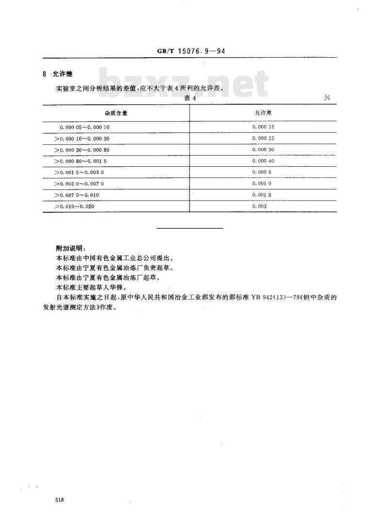 GB/T 15076.9-1994 钽铌化学分析方法 钽中铁、铬、镍、锰、钛、铝、铜和锆量的测定
