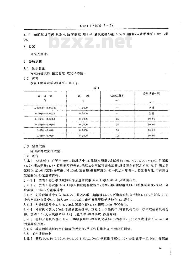 GB/T 15076.3-1994 钽铌化学分析方法 铜量的测定