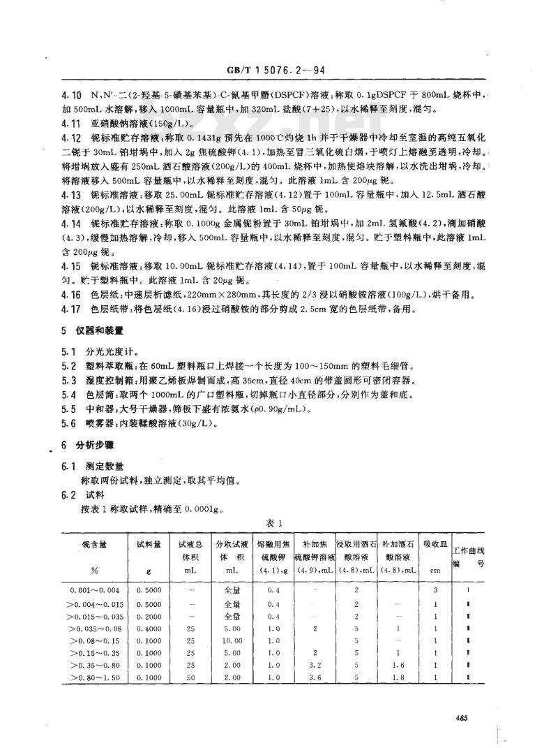 GB/T 15076.2-1994 钽铌化学分析方法 钽中铌量的测定