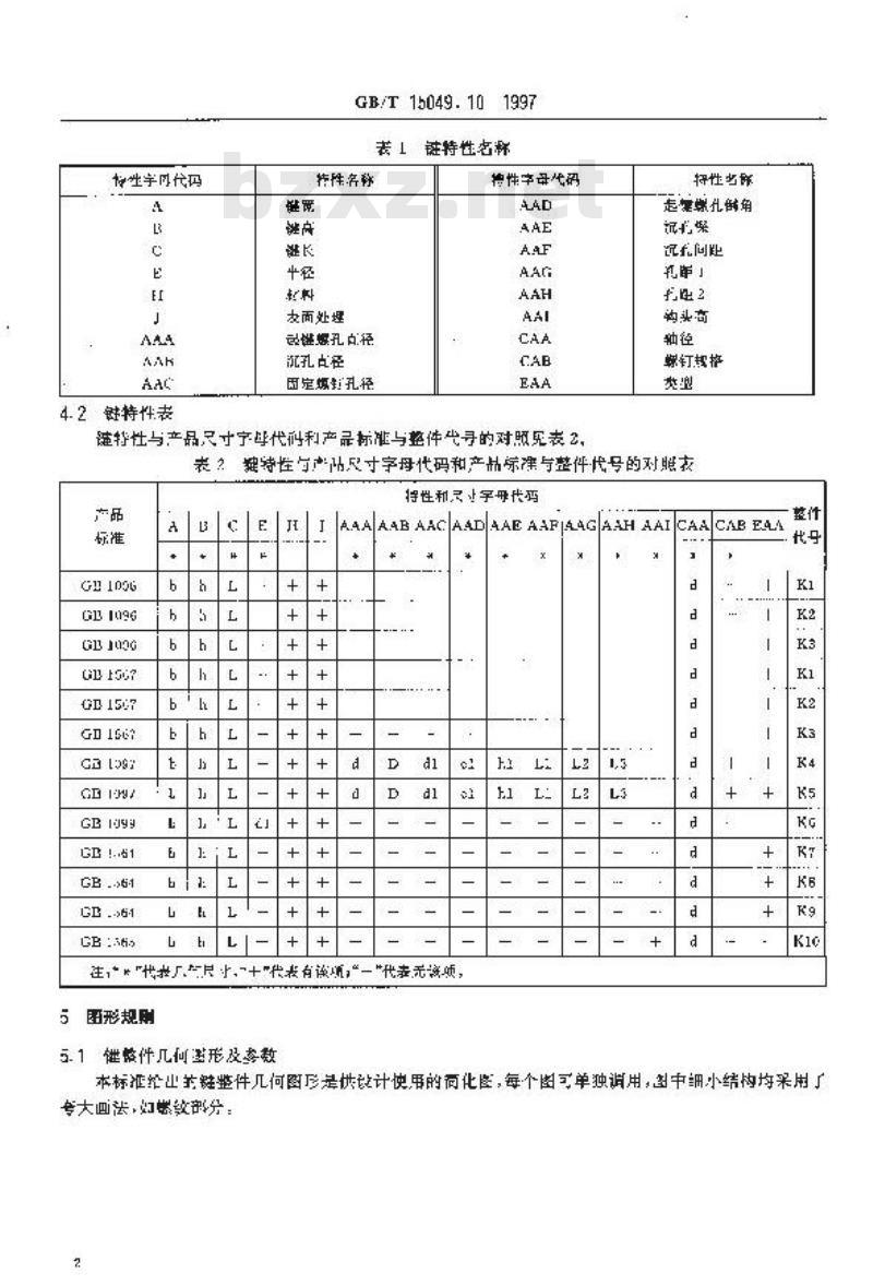 GB/T 15049.10-1997 CAD 标准件图形文件 几何图形和特性规范 键