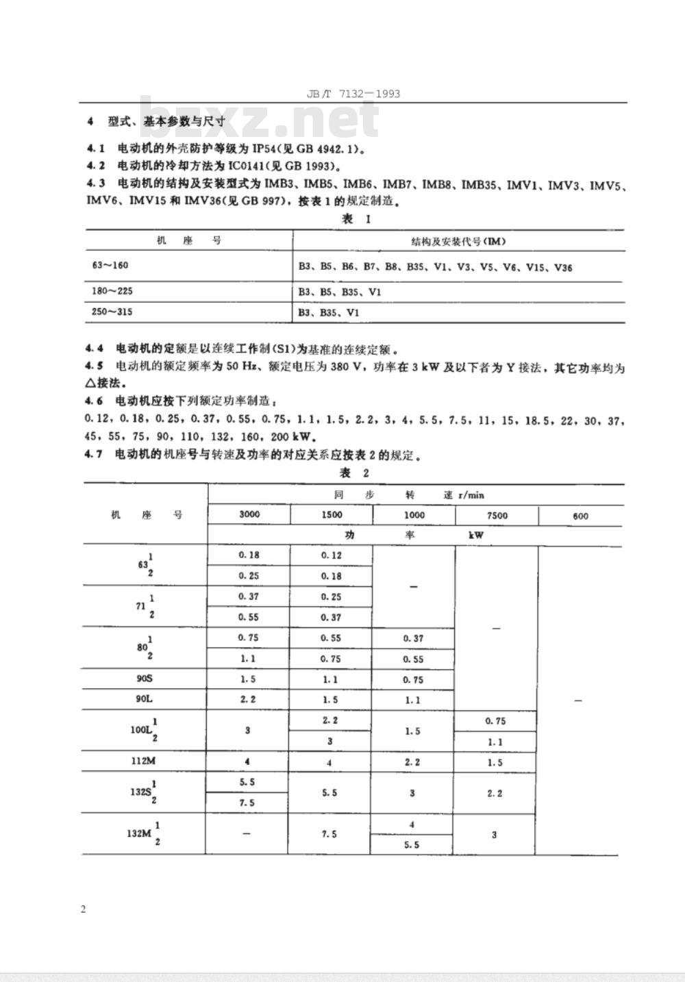 JB/T 7132-1993 CK系列三相异步电动机 技术条件(机座号63～315)