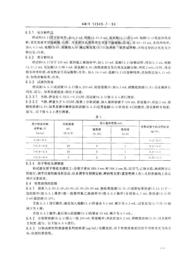 GB/T 14949.7-1994 锰矿石化学分析方法 钠和钾量的测定