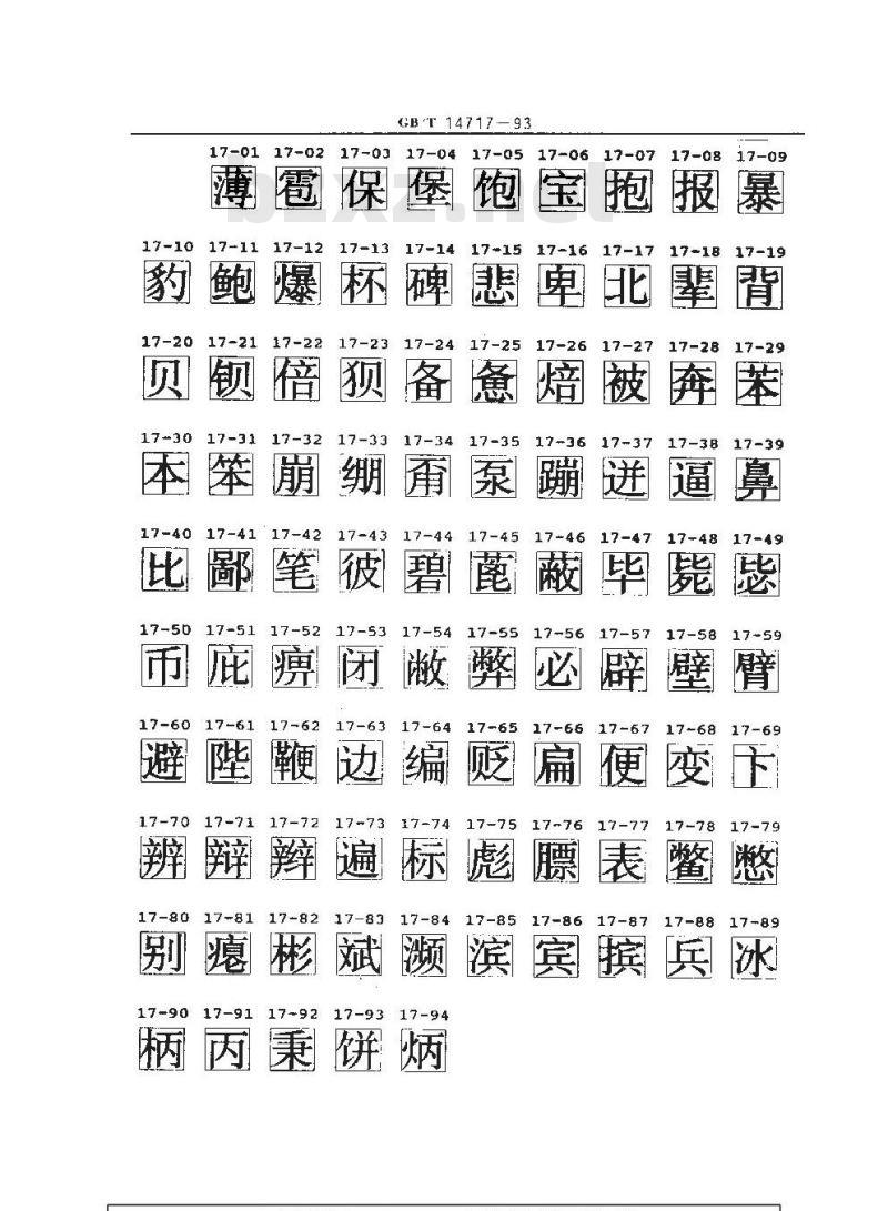GB/T 14717-1993 信息交换用汉字128×128点阵宋体字模集及数据集