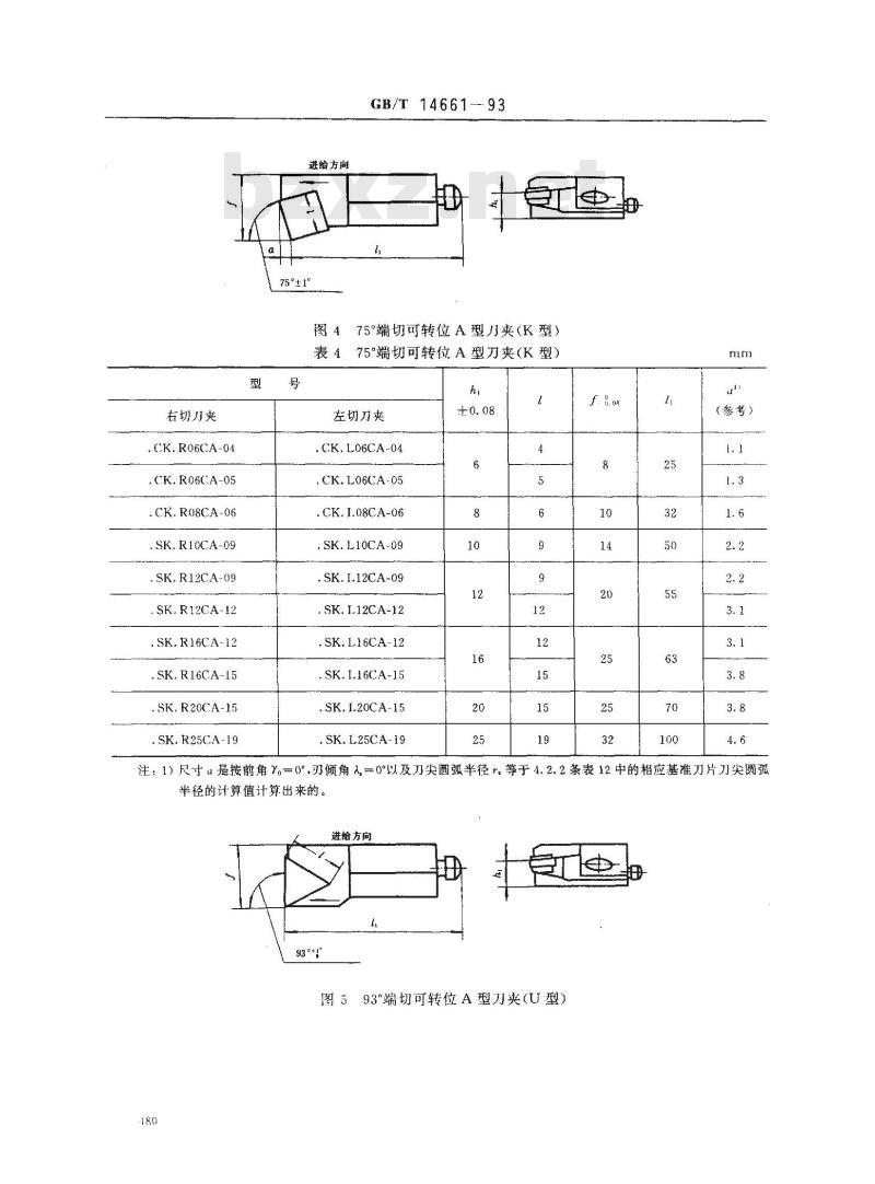 GB/T 14661-1993 可转位A型刀夹