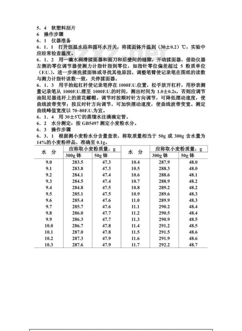 GB/T 14614-1993 小麦粉吸水量和面团揉和性能测定法 粉质仪法