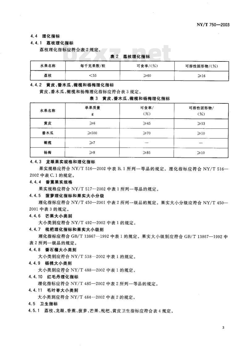 NY/T 750-2003 绿色食品 热带、亚热带水果