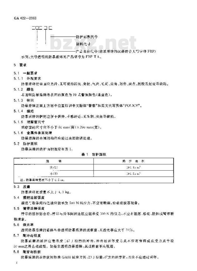GA 422-2003 防暴盾牌